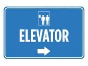 Elevator Blue White Print Right Arrow Direction Lift Picture Poster Horizontal Business Office Sign Aluminum Metal