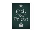 Pick Your Poison Print Skeleton Cauldron Picture Black and White Fun Scary Humor Large 12 x 18 Halloween Seasonal Deco