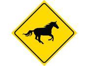 Aluminum Yellow Caution Diamond Crossing Running Horse Signs Commercial Metal 12x12 Square Sign