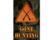 Gone Hunting Quote Rifle Guns Orange Triangle Notice Camo Print Hunting Sign Large 12 x 18 Sign