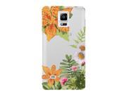 Daisy Orange Exotic Flower Fern Leaves Floral Pattern Stylish Design Clear Phone Case For Samsung Note 4 Back Cover