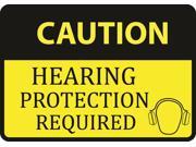 Caution Hearing Protection Required Sign Aluminum Metal 6 Pack