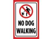 Aluminum Metal No Dog Walking Print Red White Black Poster Symbol Picture Business Yard Park Grass Large 12 x 18 Notic
