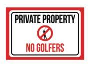 Private Property No Golfers Print Red White Black Poster Symbol Picture Notice Business Golf Course Sign