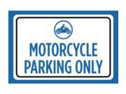 Aluminum Metal Motorcycle Parking Only Print Blue White Black Picture Symbol Large 12 x 18 Notice Car Park Lot Busines