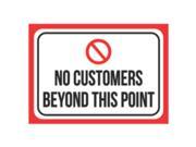 Aluminum Metal No Customers Beyond This Point Print Black Red White Poster Picture Symbol Business Office Store Notice