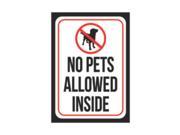 Aluminum Metal No Pets Allowed Inside Print Red White Black Poster Office Business Notice Window Sign