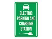 Aluminum Metal Electric Parking And Charging Station Print Green White Large 12 x 18 Poster Picture Symbol Notice Outd