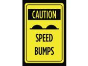Caution Warning Of Speed Bumps Print Bright Yellow Black Picture Symbol Roadway Driving Road Sign Large 12 x 20 Alum