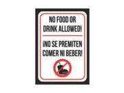No Food Or Drink Allowed ! No Se Premiten Comer Ni Beber ! Print Black Red White Picture Symbol Poster Business Office