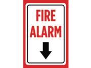 Aluminum Metal Fire Alarm Print Red White Black Poster Down Arrow Business Office Store Customer Employee Notice Sign