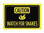 Aluminum Metal Caution Watch For Snakes Print Yellow Black Poster Yard Home Outside Large 12 x 18 Outdoor Warning Sign