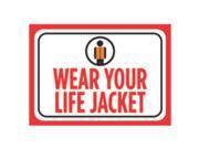 Wear Your Life Jacket Print Red Black Picture Symbol Poster Warning Caution Public Safety Notice Sign