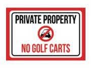 Private Property No Golf Carts Print Red White Black Poster Symbol Picture Notice Business Golfing Outdoor Grass Sign