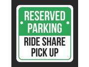 6 Pack Reserved Parking Ride Share Pick Up Green Business Hotel Motel Lot Commercial Hard Plastic 12x12 Square Sign