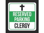 6 Pack Reserved Parking Clergy Picture Green Business Church Religious Lot Commercial Hard Plastic 12x12 Square Sign