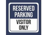 Reserved Parking Visitor only Print Blue and White Notice Parking Plastic 12x12 Square Signs 4Pack