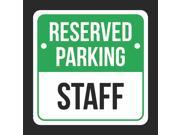 Reserved Parking Staff Print Green White and Black Notice Parking Metal 12x12 Square Signs 2Pack