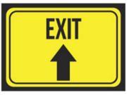 Aluminum Metal Exit Up Arrow Print Bright Yellow Black Poster Business Office Store Notice Sign