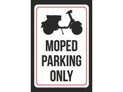 Moped Parking Only Print Black and White Metal black Bike Symbol 12x18 Large Signs 4Pack