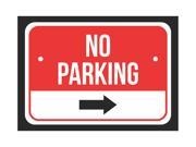 No Parking Right Arrow Sign Print Red White and Black Notice Parking Plastic 7.5x10.5 Small Signs