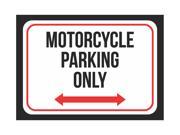 Motorcycle Parking Only Print Black and White Black Metal Left Right Wards Arrow 7.5x10.5 Small Signs 4Pack
