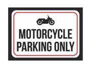 Motorcycle Parking Only Print Black and White Black Plastic Bike Symbol 7.5x10.5 Small Signs