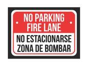 No Parking Fire Lane No Estacionarse Zona De Bombar Print Red Notice Parking Plastic 7.5x10.5 Small Signs