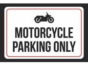 Motorcycle Parking Only Print Black and White Black Metal Bike Symbol 12x18 Large Signs 6Pack