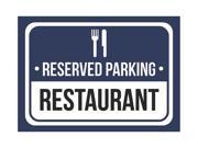 Reserved Parking Restaurant Print Blue White and Black Notice Parking Metal 7.5x10.5 Small Signs 6Pack