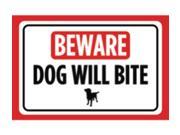 Aluminum Metal Beware Dog Will Bite Print Red White Black Poster Symbol Picture Outside Outdoor Yard Notice Sign Aluminum Metal Beware Dog Will Bite Print Red White Black Poster Symbol Picture Outside Outdoor Yard Notice Sign