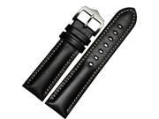 BUREI Unisex Calfskin Leather Black Couple Watchband Of Stainless Steel Buckle 20mm