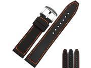 BUREI Mens Soft Silicone Watchband Of Stainless Steel Buckle 20mm 22mm Band