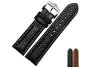BUREI Calfskin Leather Wtach Bnads Litchi pattern first layer of leather bracelet 18mm 20mm 22mm