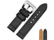BUREI Mens Manual Calfskin Leather Watchband Of Stainless Steel Buckle Suitable Panerai Watches 24mm 26mm