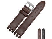 BUREI Calfskin Leather Watch Band With Silver Stainless Steel buckle For Men s SWatch Metal Series Watches 20mm