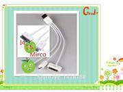 HOT! 3 in 1 universal usb cables for mobile phones multi charger line For iphone Samsung HTC Android etc 2pcs