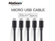 [2pcs] MaGeek 1ft 30cm*5 Premium Micro USB Cable High Speed Charger Data Sync Cable for Samsung HTC Xiaomi Cell Phone