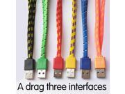 Hot sale Flat nylon braided charging usb cable for mobile phone iphone 4 4g 5 5s 6 ipad air 4 3 2 SONY HTC samsung S4