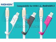 2in1 NOHON 1m USB cable For iphone 5 5S 5C 6 Plus ipad 4 mini Air Galaxy S3 S4 Note2 android phone data charger cable