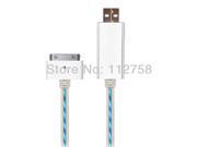 30 PIN LED Flowing Visible Light Up Luminescent Smart Charge and Sync USB Cable for iPhone 3GS 4 4S 4G iPad 2 3