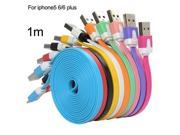 2 pcs lot Noodle Flat 8 Pin to USB Charger Cable Charging Sync Data Cord For Apple iPhone 6 5 5S IPAD 4 Mini Air IOS 8 7