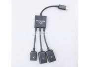 Micro USB Hub 3 Port to 1 OTG Hub Cable Adapter Converter Extender for Micro USB OTG Function Phone