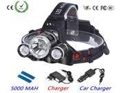 8000 Lumens CREE XM L T6 LED Headlamp Headlight Caming Hunting Head Light Lamp 4 Modes 18650 Battery AC Car Charger Battery