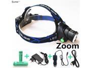 Rechargeable headlights Stretch Fishing head light 3800LM Zoom T6 head lamp LED Headlamp 2*18650battery 1* AC Car Charger 1*USB