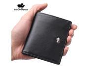 BISON DENIM Brand Business Genuine Leather wallet for men women Small Thin Card Holder Slim Wallets Mini Zipper Coin Purse