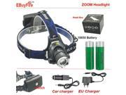 Zoom led Head lamp Headlight CREE XML T6 2000LM Outdoor sports HeadLamp 18650 bike led light 18650 battery car charger