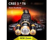 Headlamp LED CREE 3 T6 light 18650 battery Zoom waterproof Outdoor Camping Fishing Hunting High Power Rechargeable Headlight