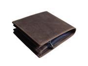 Men s Crazy horse Leather Wallet Genuine leather wallet Cowhide Bifold wallet with coin pocket and card holders Short purse Zip