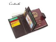 CONTACT S Real Genuine Leather Mens Passport Holder Wallets Man Cowhide Passport Cover Purse Brand Male Credit Id Car Wallet